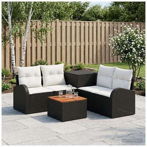 Set di divani 6 pz Nero e Bianco Crema - Foto 2