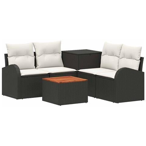 Set di divani 6 pz Nero e Bianco Crema - Foto 1