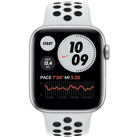 APPLE - Nike+ Watch 6 44mm Impermeabile 5ATM GPS + Cellular WiFi /  Bluetooth con Cassa in alluminio Argento e Cinturino Nike Sport Regular  Nero / Platino - ePRICE
