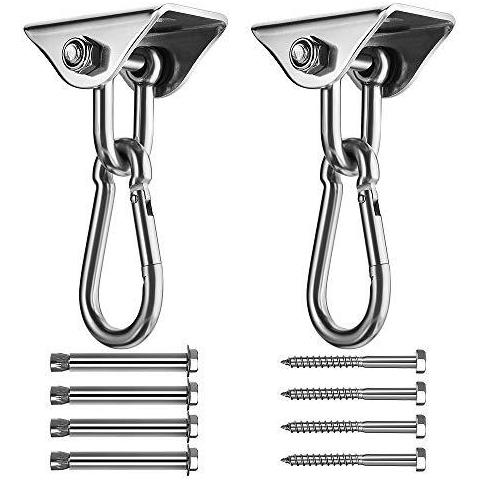 Altalena Ganci Ganci Set Di 2 In Acciaio Inox 180 Girevole Hammock Ganci Con Moschettone A Ghiera Capacit 1000lb Per Calcestruzzo Insiemi Di Legno Playground Veranda Coperta Sedute Da Esterno Trapeze Yoga Palestra - Foto 1