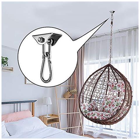 Altalena Ganci Ganci Set Di 2 In Acciaio Inox 180 Girevole Hammock Ganci Con Moschettone A Ghiera Capacit 1000lb Per Calcestruzzo Insiemi Di Legno Playground Veranda Coperta Sedute Da Esterno Trapeze Yoga Palestra - Foto 2