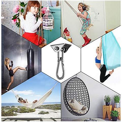 Altalena Ganci Ganci Set Di 2 In Acciaio Inox 180 Girevole Hammock Ganci Con Moschettone A Ghiera Capacit 1000lb Per Calcestruzzo Insiemi Di Legno Playground Veranda Coperta Sedute Da Esterno Trapeze Yoga Palestra - Foto 4