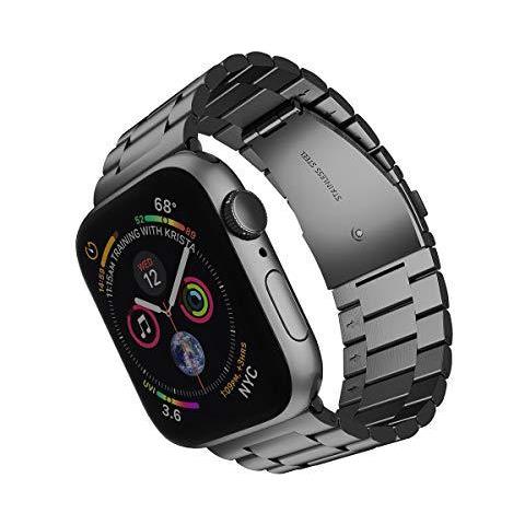 44 Millimetri 42 Millimetri Guarda Cinturino Per Apple Osservare Compatibile Con Iwatch Cinghia Serie 6 Se 54321 La Sostituzione In Acciaio Inox Sport Fascia Registrabile Wristband Cintura Nero - Foto 1