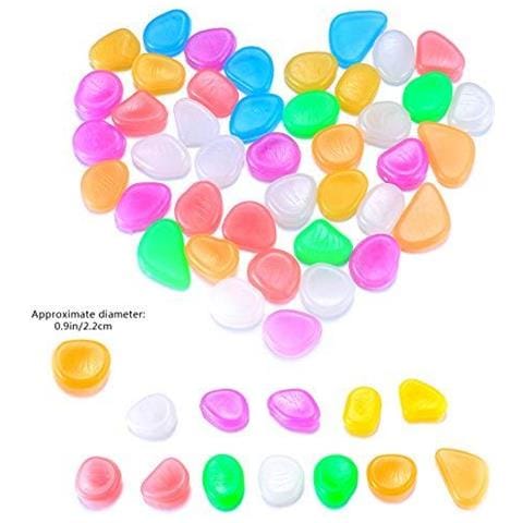 100pcs Colorful Glowing Ciottoli Resina Luminosi Stones Glow In The Dark Giardino Ciottoli Decorativi Per Garden Walkway Decorazioni Acquario Pesce Serbatoi Delle Piante Vasi (colori Misti) - Foto 2
