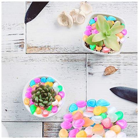 100pcs Colorful Glowing Ciottoli Resina Luminosi Stones Glow In The Dark Giardino Ciottoli Decorativi Per Garden Walkway Decorazioni Acquario Pesce Serbatoi Delle Piante Vasi (colori Misti) - Foto 4