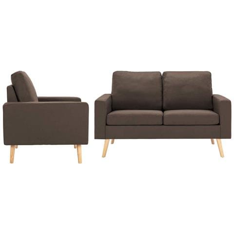 Set Divani 2 Pz In Tessuto Marrone - Foto 1