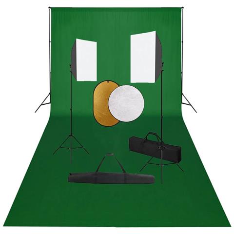 Kit per Studio Fotografico con Set Luci, Fondale e Riflettore - Foto 1