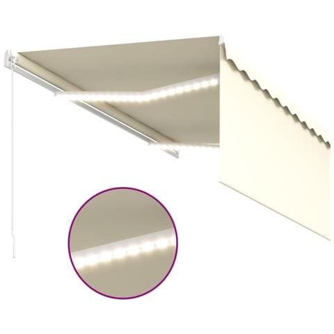 Tenda da Sole Retrattile Manuale con LED 3,5x2,5 m Crema - Foto 2