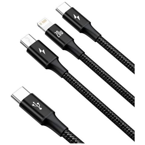Rapid 3-in-1 Cavo Usb 1,5 M Usb A Usb C.micro Usb A /lightning Nero - Foto 3