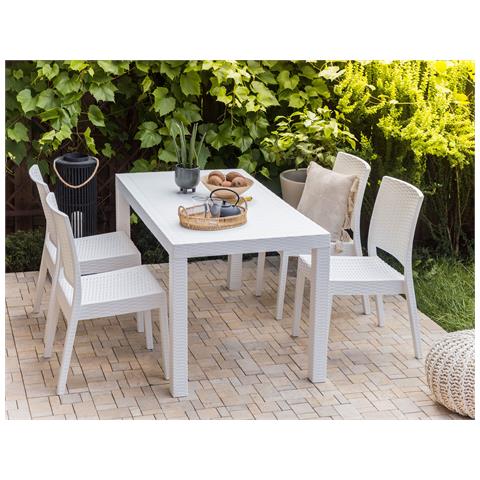 Tavolo Da Pranzo Da Giardino Fossano 140 Cm 80 Cm Bianco - Foto 1