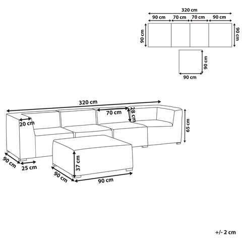 Set Divano Modulare 4 Posti Beige E Nero Arezzo - Foto 7