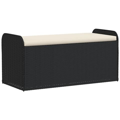 Cassapanca Con Cuscino Nera 115x51x52 Cm In Polyrattan - Foto 1