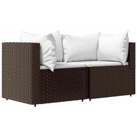 Set Mobili Da Giardino 3 Pz Con Cuscini In Polyrattan Marrone - Foto 2