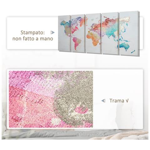 Stampa Su Tela 80x40cm 5 Pezzi Per Casa E Ufficio, Tela In Legno Di Pino E Vernice Ad Acqua, Multicolore - Foto 2