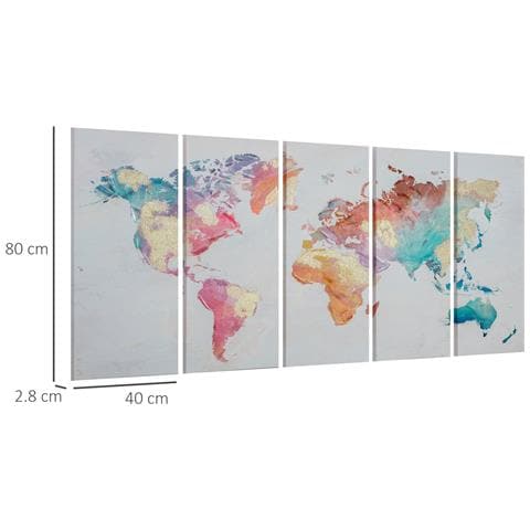 Stampa Su Tela 80x40cm 5 Pezzi Per Casa E Ufficio, Tela In Legno Di Pino E Vernice Ad Acqua, Multicolore - Foto 5