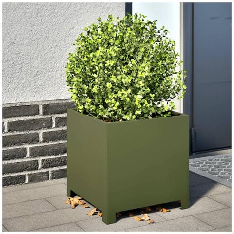 Fioriere Da Giardino 2 Pz Verde Oliva 40x40x40 Cm In Acciaio - Foto 2