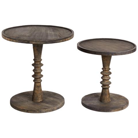 Set Di 2 Tavolini Legno Di Mango Scuro Thalia - Foto 2