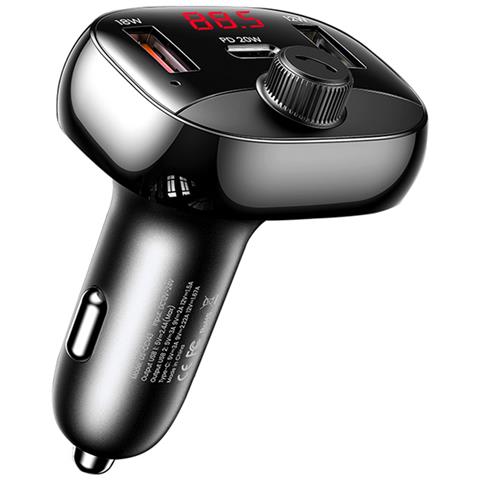 Ricaricatore Da Auto 50w Trasmettitore Fm Doppia Porta Usb-a E Usb-c, Nero - Foto 3