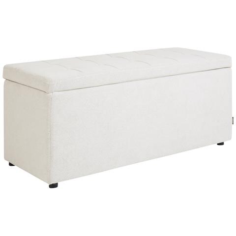 Ottomano Contenitore Orem Tessuto Bianco Sporco - Foto 2