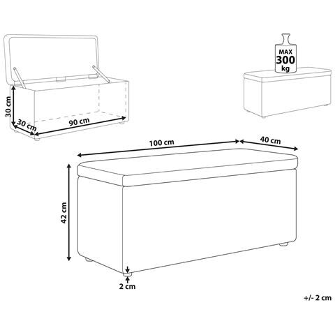 Ottomano Contenitore Orem Tessuto Bianco Sporco - Foto 7