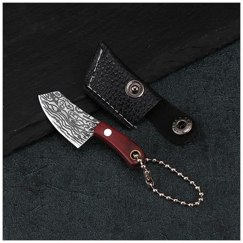 Portachiavi Con Coltello A Lama Damascata - Mini Mannaia (testa Quadrata) Dg-75-2 - Foto 2
