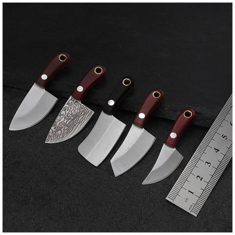 Portachiavi Con Coltello A Lama Damascata - Mini Mannaia (testa Quadrata) Dg-75-2 - Foto 3