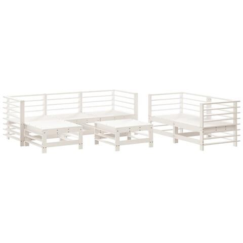 Set Salotto Da Giardino 7 Pz Bianco In Legno Massello Di Pino - Foto 2