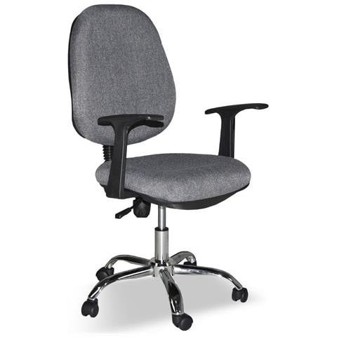 Poltrona Da Ufficio Cr415 Tessuto Grigio Con Base Cromata - Foto 1