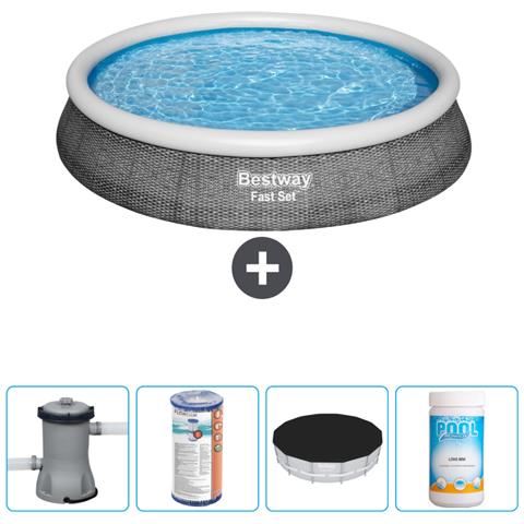 Piscina Fuori Terra - In Giro - 396x84 Cm - Grigio - Include Accessori Coordinati Cb51 - Foto 1