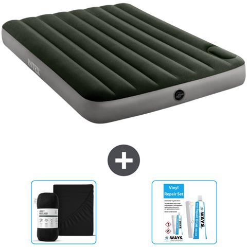 Set Materassino Gonfiabile - 191x137x25 Cm - Verde - Include Accessori Coordinati - Foto 1