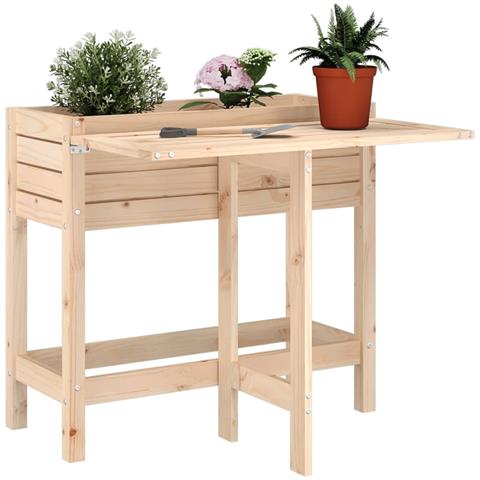 Lusso Casadino -  Fioriera Da Giardino Con Piano Pieghevole Legno Massello Pino - Foto 8