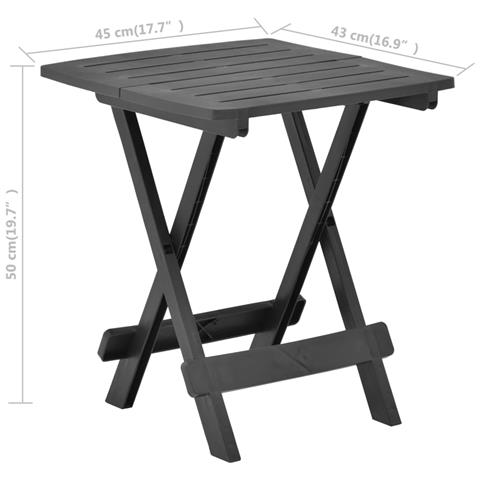 Tavolo Da Giardino Pieghevole Antracite 45x43x50 Cm In Plastica - Foto 7
