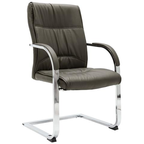 Sedia Da Ufficio A Sbalzo Grigia In Similpelle - Foto 2