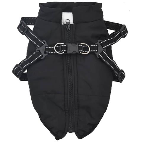 Cappotto Cani con Imbracatura Impermeabile Riflettente Nero L28 - Foto 2