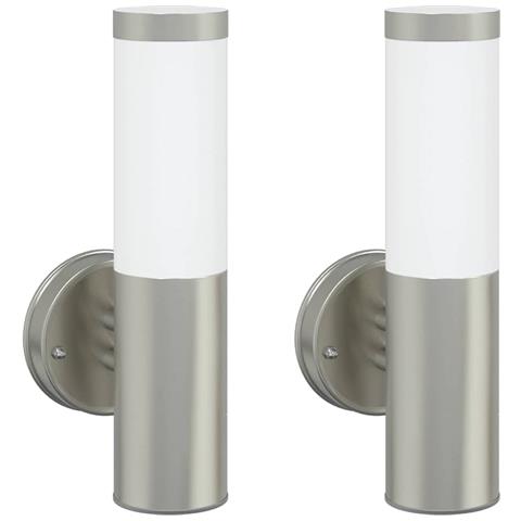 Luce da Parete Esterno 2 pezzi Acciaio Inossidabile Argento IP44 - Foto 1