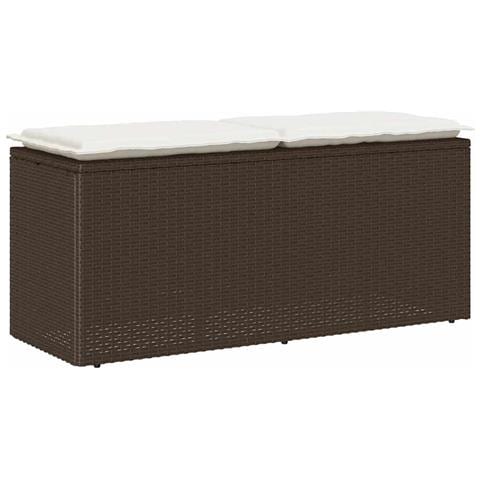 Panca da Giardino con Cuscino Marrone 110x40x44cm in Polyrattan - Foto 1