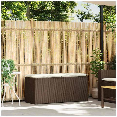 Panca da Giardino con Cuscino Marrone 110x40x44cm in Polyrattan - Foto 2
