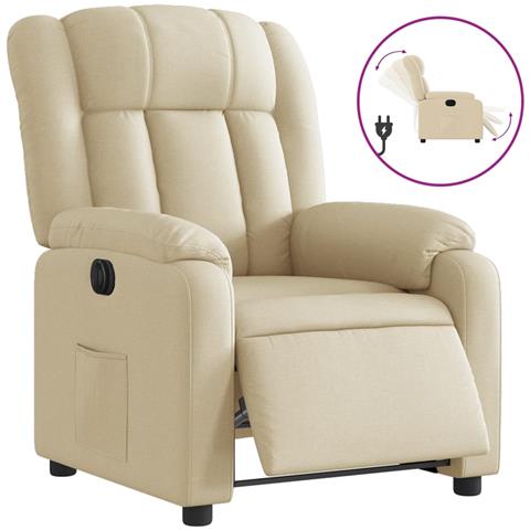Poltrona Elettrica Reclinabile Crema in Tessuto - Foto 1
