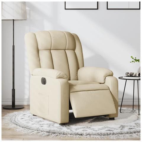 Poltrona Elettrica Reclinabile Crema in Tessuto - Foto 2