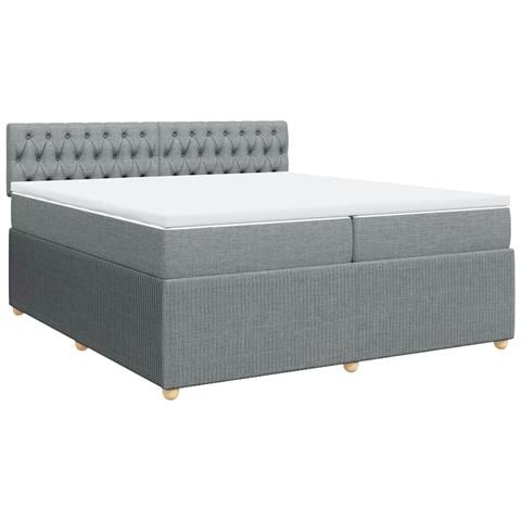 Giroletto a Molle con Materasso Grigio Chiaro 200x200cm Tessuto - Foto 1