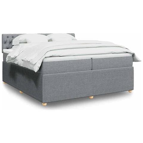 Giroletto a Molle con Materasso Grigio Chiaro 200x200cm Tessuto - Foto 2