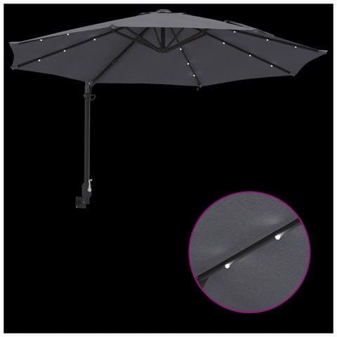 Parasol da Giardino a Parete con LED Antracite 248 cm - Foto 9