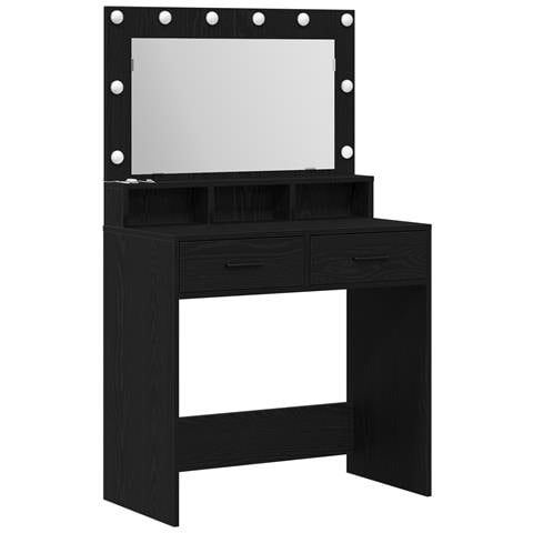 Tavolo da trucco con luci LED - Nero Rovere 79x41x135 cm - Foto 1