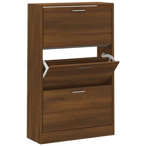 Scarpiera Rovere Marrone 63x24x103 cm in Legno Multistrato - Foto 1