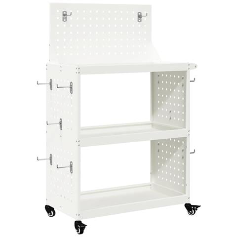 Carrello per Attrezzi con lo scaffale Bianco 65 x 35 x 111 cm - Foto 1