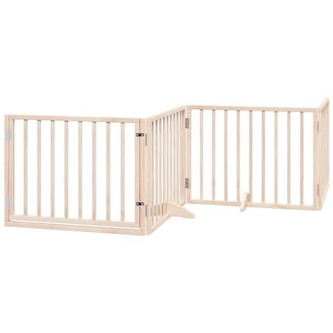 Cancello per Cani con Porta Pieghevole 4 Pannelli 320 cm Pioppo - Foto 1