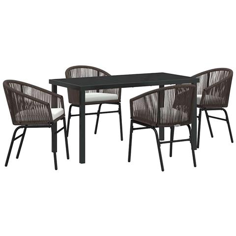 Set da Pranzo per Giardino 5 pcs Marrone Poly Rattan - Foto 1