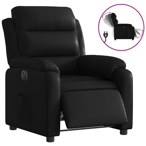 Poltrona Reclinabile Elettrica Nera in Similpelle - Foto 1