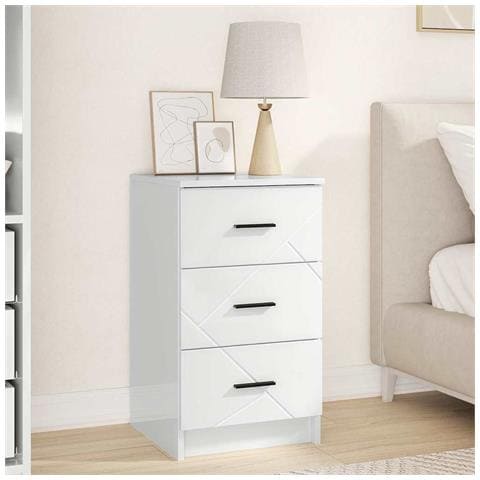 Armadio da Notte con cassetto Bianco lucido 38 x 38 x 66 cm - Foto 2