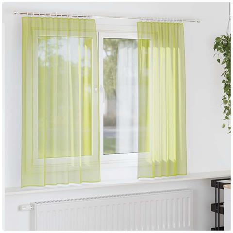 Tende in Voile con Tasche per Aste 2 pz Verde Mela - Foto 2